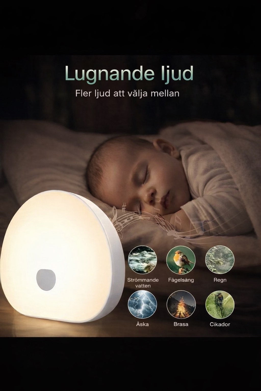 RGB Nattlampa med White Noise & Laddning